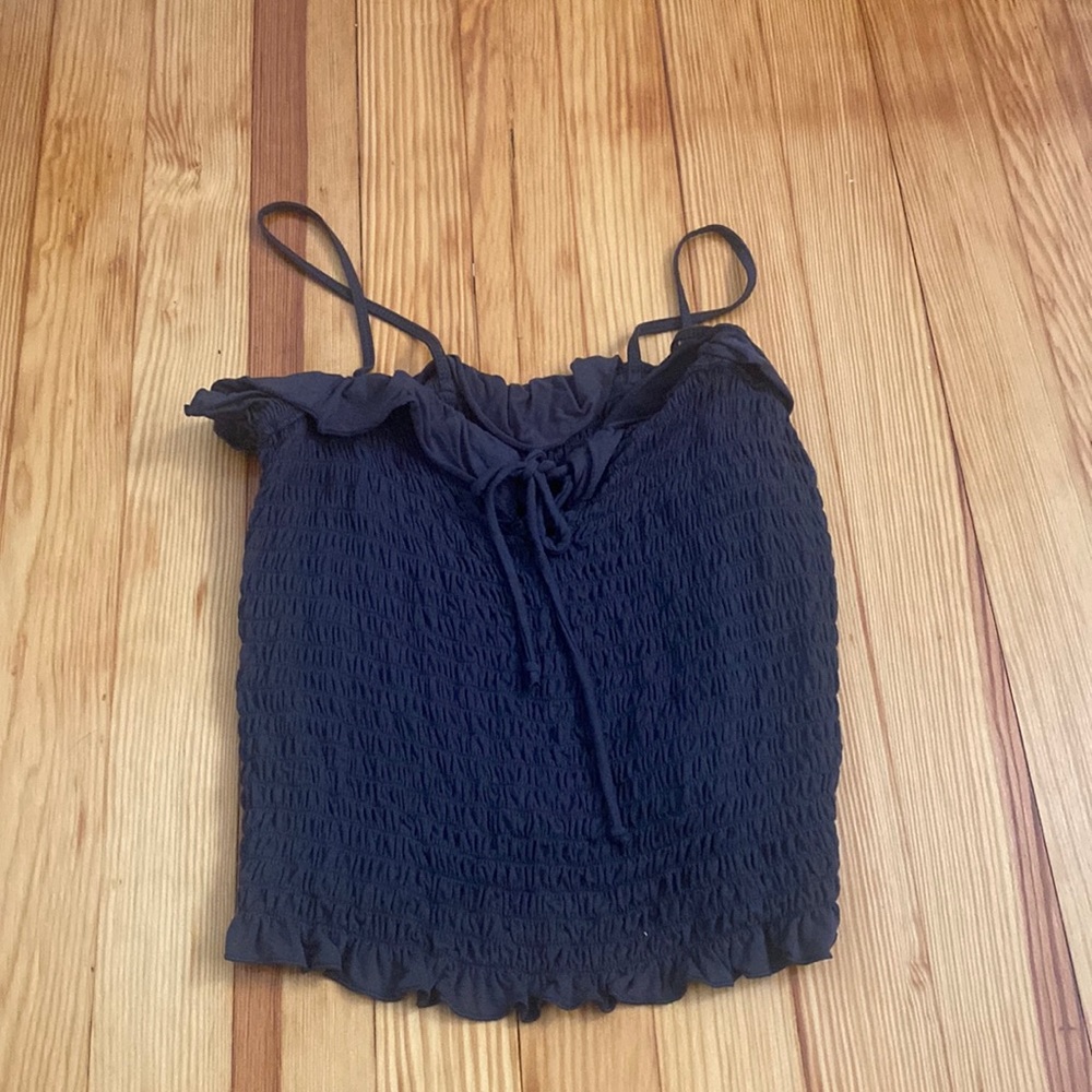 Black ruffle/ tie tank